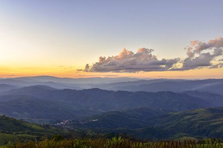 Sunset at Doi Chang Mub   Mae Fa Luang  Chiang Rai   Thailand.の写真素材