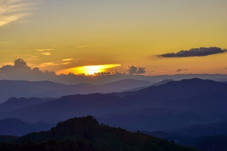 Sunset at Doi Chang Mub   Mae Fa Luang  Chiang Rai   Thailand.の写真素材