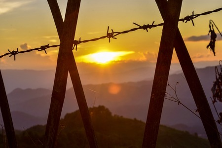 Sunset at Doi Chang Mub , Mae Fa Luang ,Chiang Rai , Thailandの写真素材