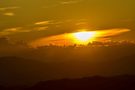Sunset at Doi Chang Mub , Mae Fa Luang ,Chiang Rai , Thailand .の写真素材