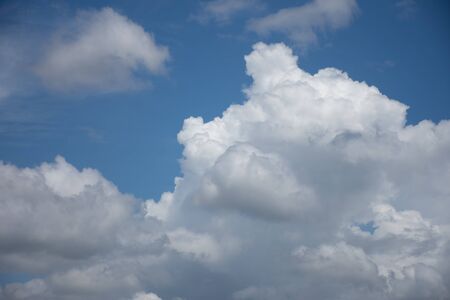 blue sky background with tiny clouds.の写真素材