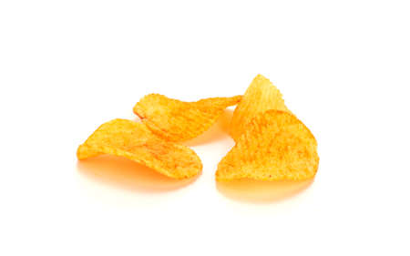Potato chips isolated on white background.の写真素材