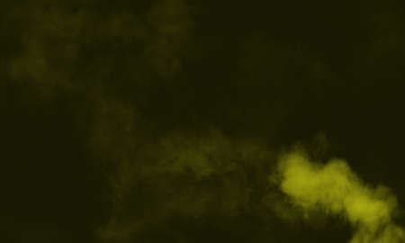Abstract dark background. Yellow smoke. Science experiment concept. Premium image.の写真素材