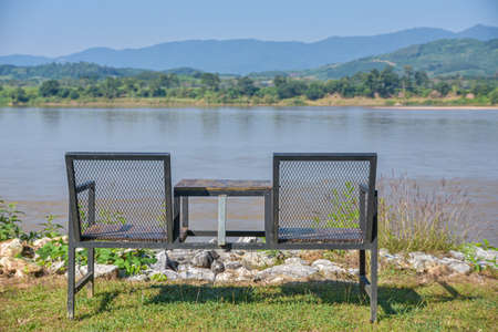 Resting place on the Mekong River beautiful viewの写真素材