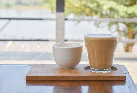 Coffee and tea on a wooden table