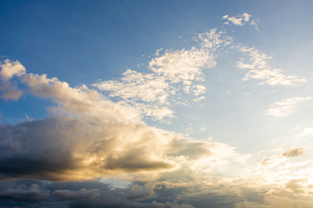 Colorful evening sky sunset clouds amazing nature background and peaceful sunset.の写真素材