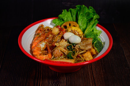 Mala hot pot with spices and herbs, hot and spicyの写真素材