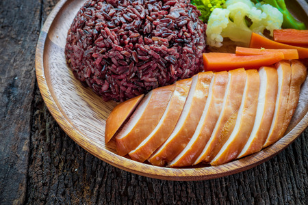 Clean food, Grilled chicken breasts and vegetables, Healthy lunch, Diet food concept.の写真素材