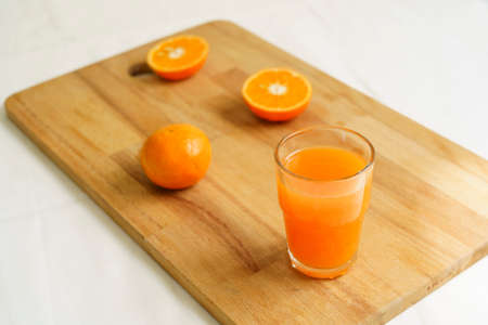 Orange juice ready to drink in the morningの写真素材