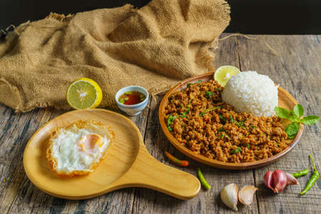 Stir Fried Basil with Minced Porkの写真素材