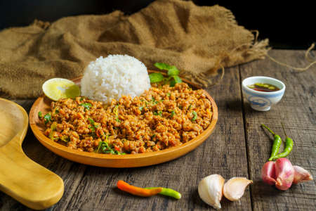 Stir Fried Basil with Minced Porkの写真素材
