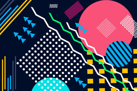 Modern geometric elements shape style trending abstract design for vector background with different shapes and colors concept creative template decoration banner colorful coverのイラスト素材