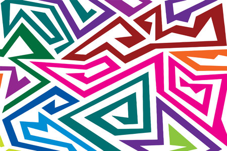 Triangle Infinity strange rainbow tribal maze seamless pattern vector background