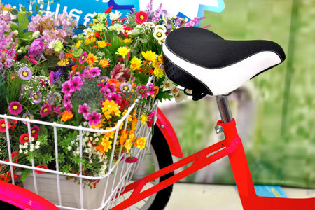 flowers on a red bike  