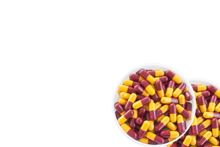 Pharmaceutical capsules on a white background