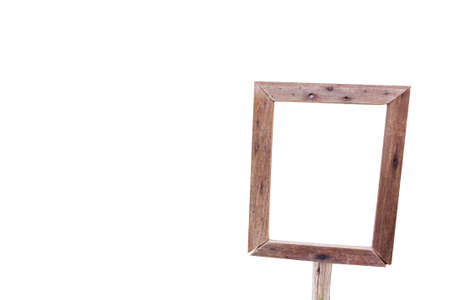 Wood frame with white background の写真素材
