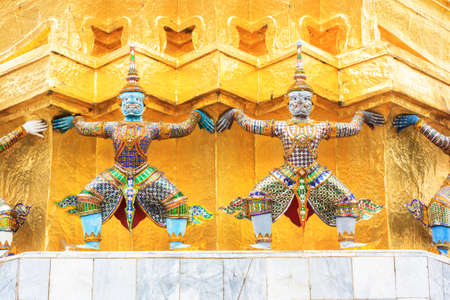 Giant statue of a beautiful Pagoda in Wat Phra Kaew, Thailand の写真素材