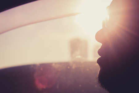 inspiration concept with  Silhouette man in the carの写真素材