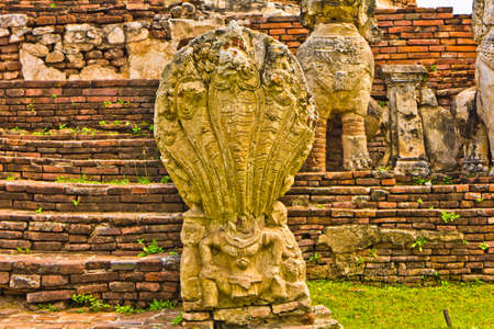 Naga at Wat Tummickarat in Ayutthaya , Thailandの写真素材