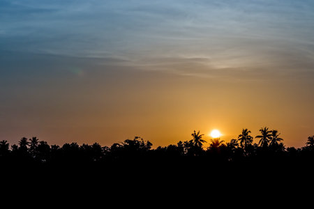 Evening sky sunset sky is golden. Prepare for a brighter day.の写真素材