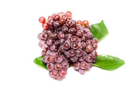Red grapes small bite, then I would eat tasty white background.の写真素材