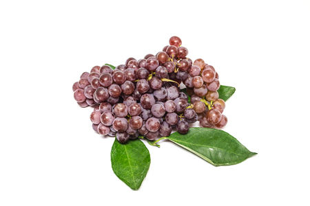 Red grapes small bite, then I would eat tasty white background.の写真素材