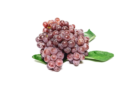 Red grapes small bite, then I would eat tasty white background.の写真素材
