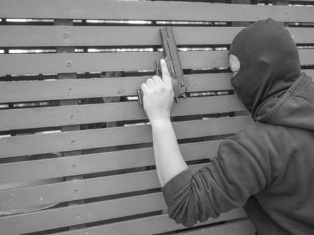 thief looking victimの写真素材