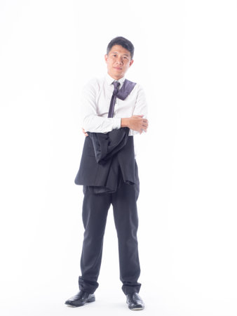 A asia businessman standing on whiteの写真素材