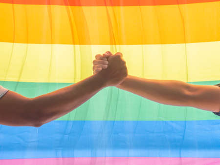 Couple gay concept. lgbtq actvity at home. cookingの写真素材