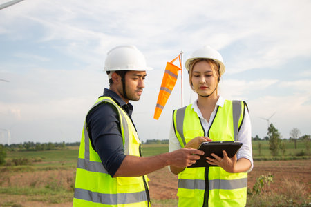 Engineer and Architect working on a construction site. Engineer and Architect concept.の写真素材