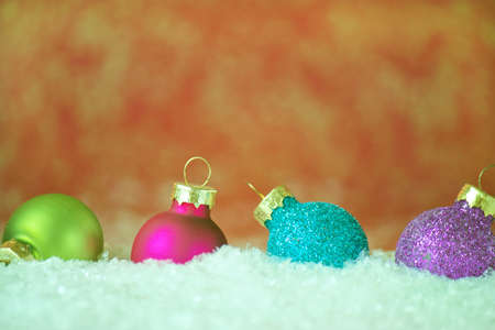 Four colored Christmas balls.の写真素材