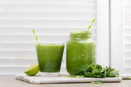 Healthy drink. Delicious smoothie on the tableの写真素材
