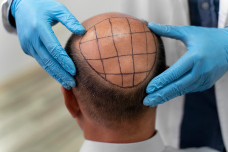 Close-up Of A Doctor's Hand Protecting Client's Hair