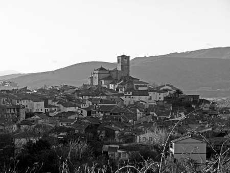 Mountain village on black and whiteの写真素材