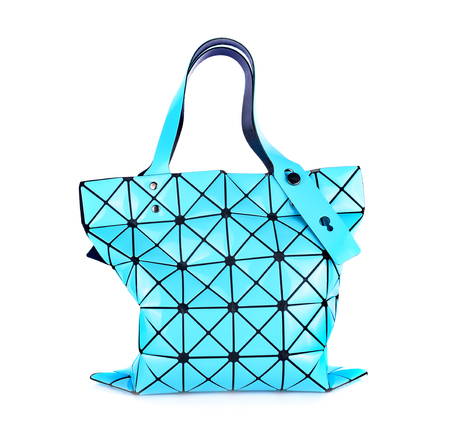 blue women bag isolated on white backgroundの写真素材