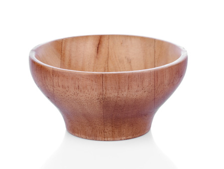 wood bowl , Salad Bowl on white backgroundの写真素材