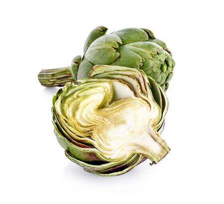 Fresh Artichokes isolated on white backgroundの写真素材