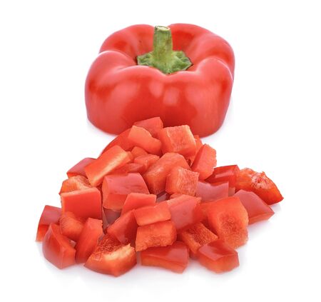 Sliced pepper isolated on white backgroundの写真素材