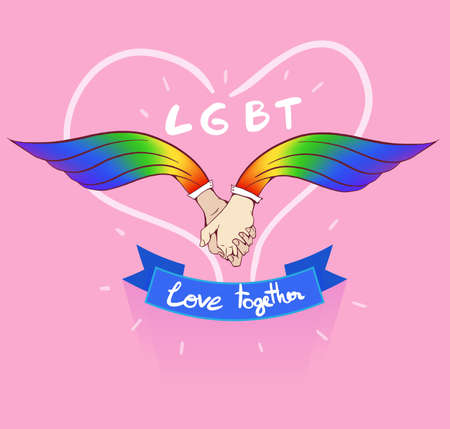 love together LGBT icon and symbol, pink backgroundのイラスト素材
