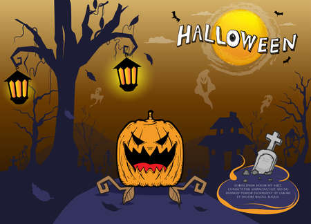 pumpkin and background halloween,frame of halloween,haunting and ghostのイラスト素材