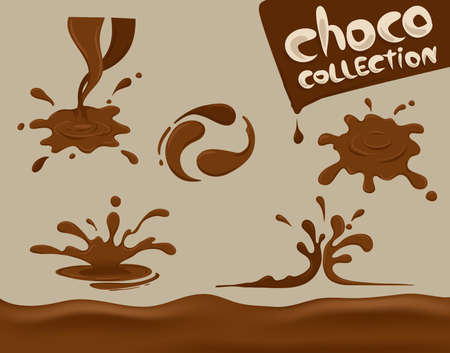 chocolate splash , set ,vector, clear background,meltのイラスト素材