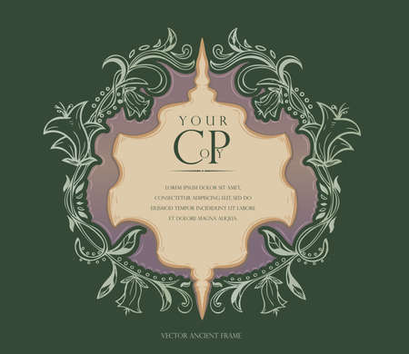 Vintage frame, old fashioned,ornate, royal, revival frame, old sticker, victorian ornament, floral luxury ornamental pattern template for decoration and design - Vectorのイラスト素材