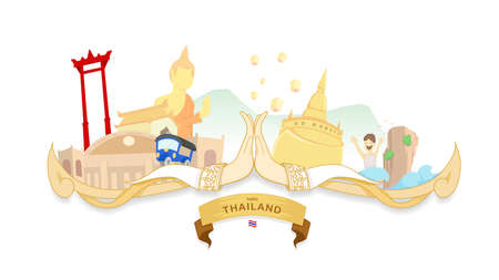 A vector illustration traveling to Thailand, culture of Thailand. Info graphic Element / icon / Symbol , Vector Designのイラスト素材