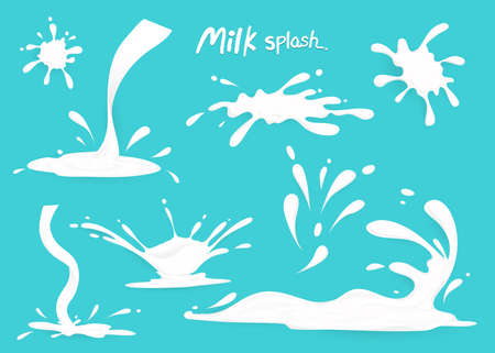 milk splash collection , set ,vector, clear backgroundのイラスト素材