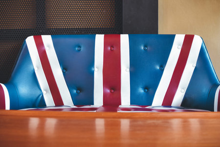 closeup of wooden table and sofa for space. close-up