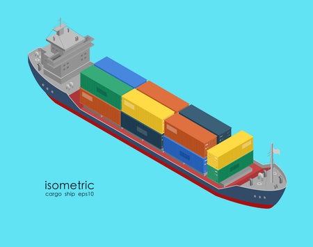 Isometric container ship., illustration vector