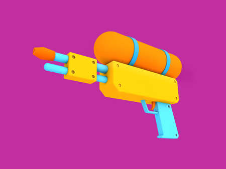 Water Gun 3D Render. Songkran Festival Thailand concept. Plastic water gun toy for playingの写真素材