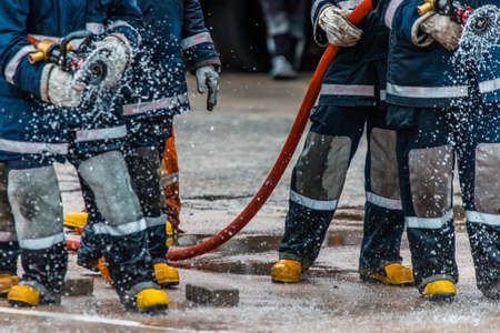Firefighters training .firemanの写真素材