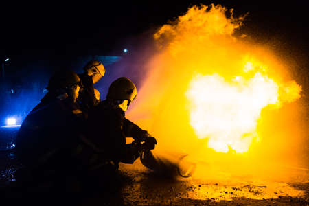 Firefighters training .firemanの写真素材
